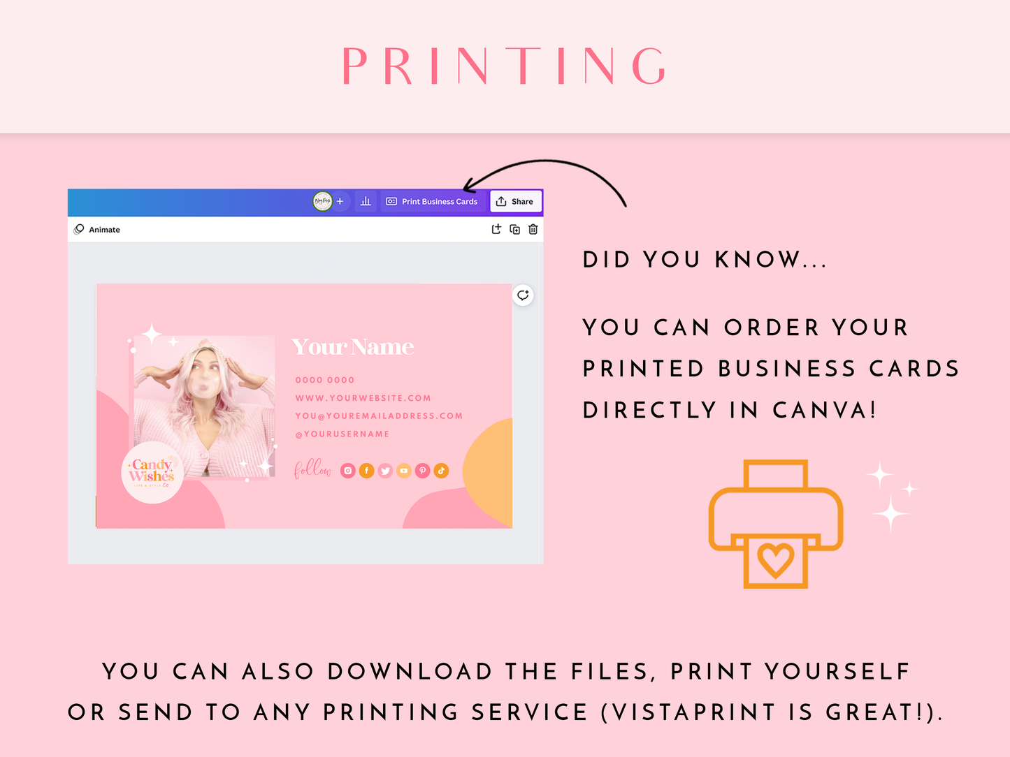 Business Card Template - Candy Wishes