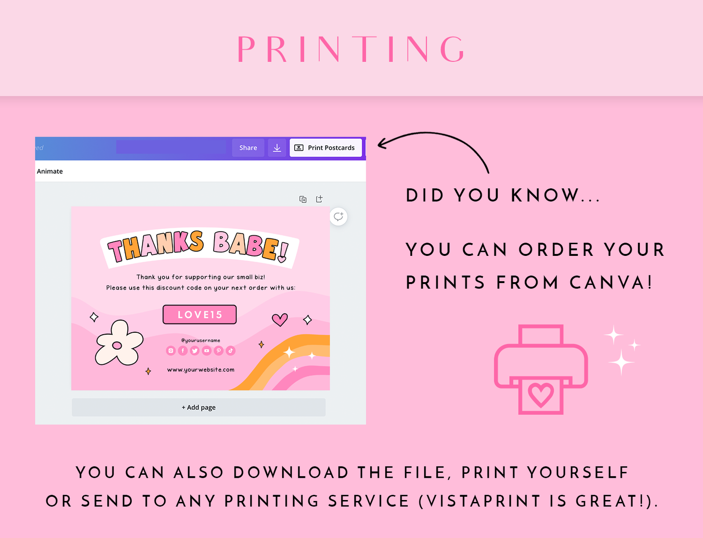 Pink Retro Thank You Card Template