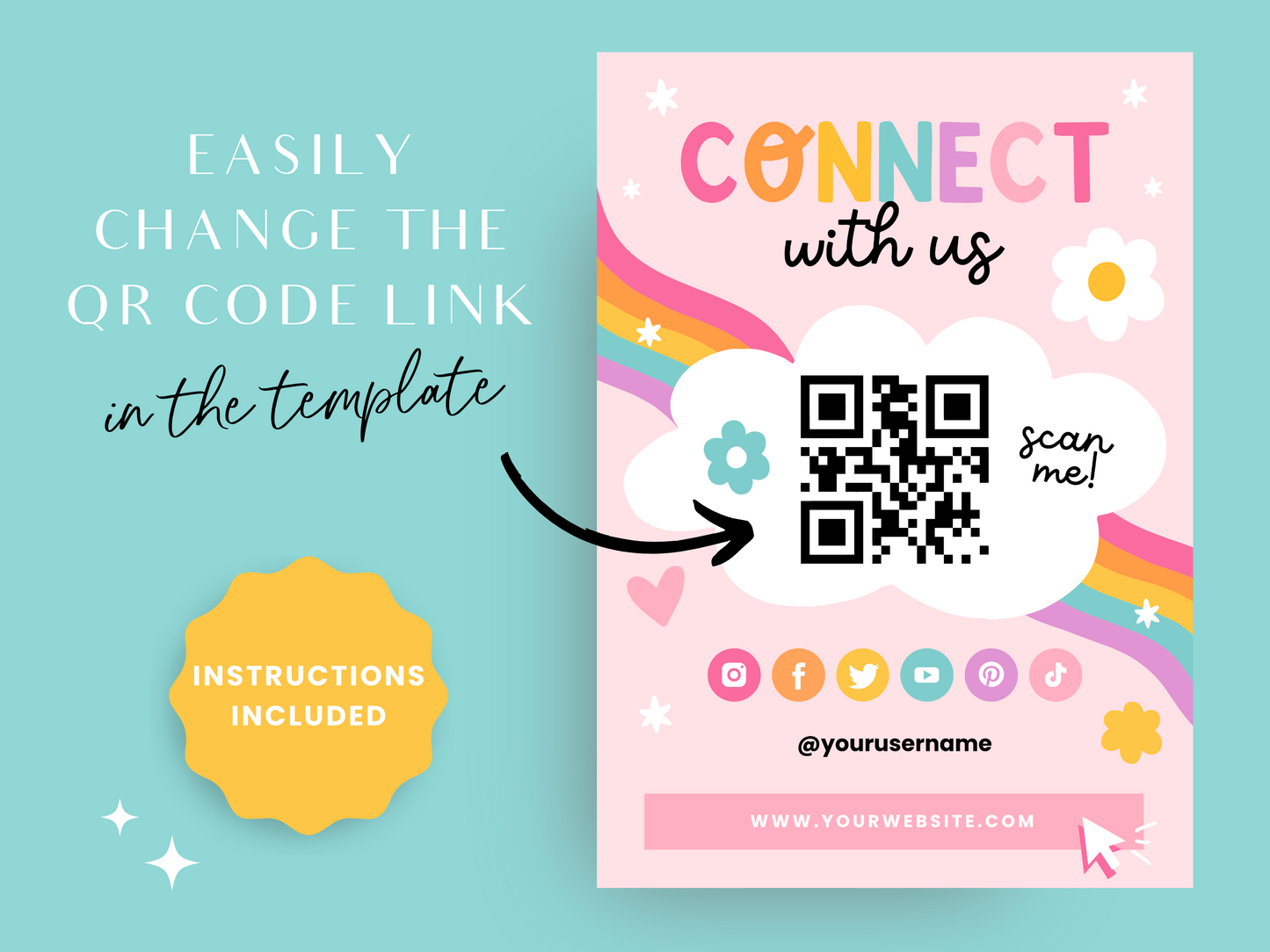 Social Media Sign Template - Playful