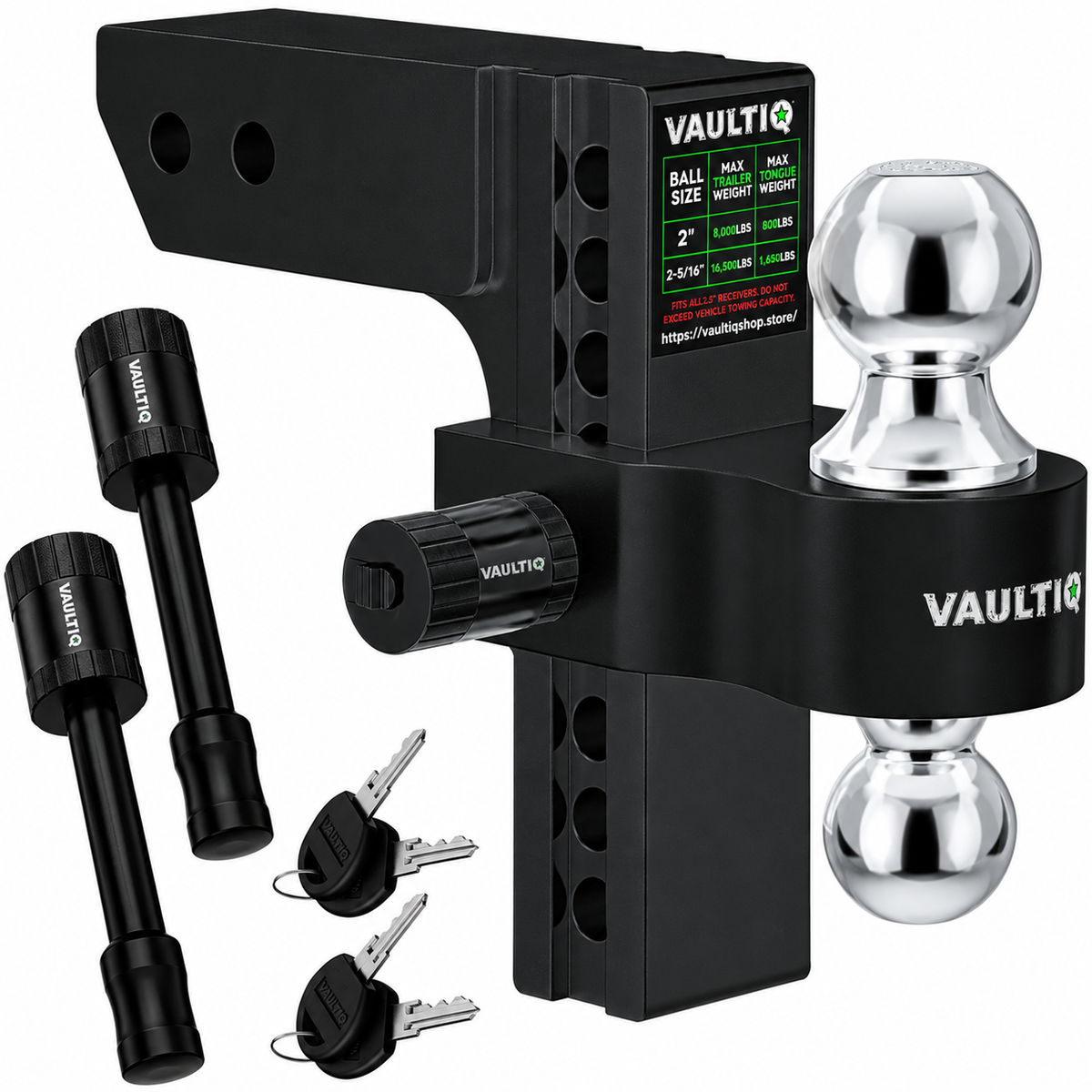 VAULTIQ HitchFlex Pro — Heavy-Duty Adjustable Drop Hitch