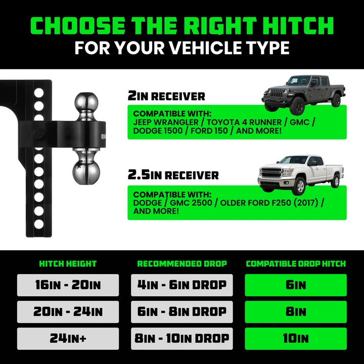 VAULTIQ HitchFlex Pro — Heavy-Duty Adjustable Drop Hitch