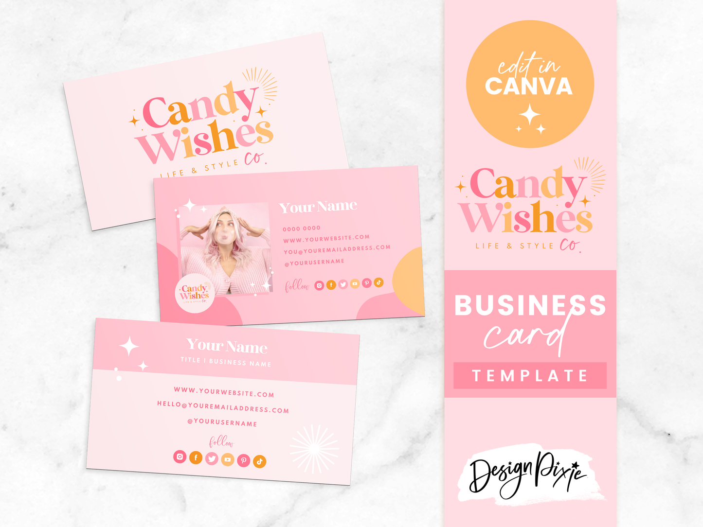 Business Card Template - Candy Wishes
