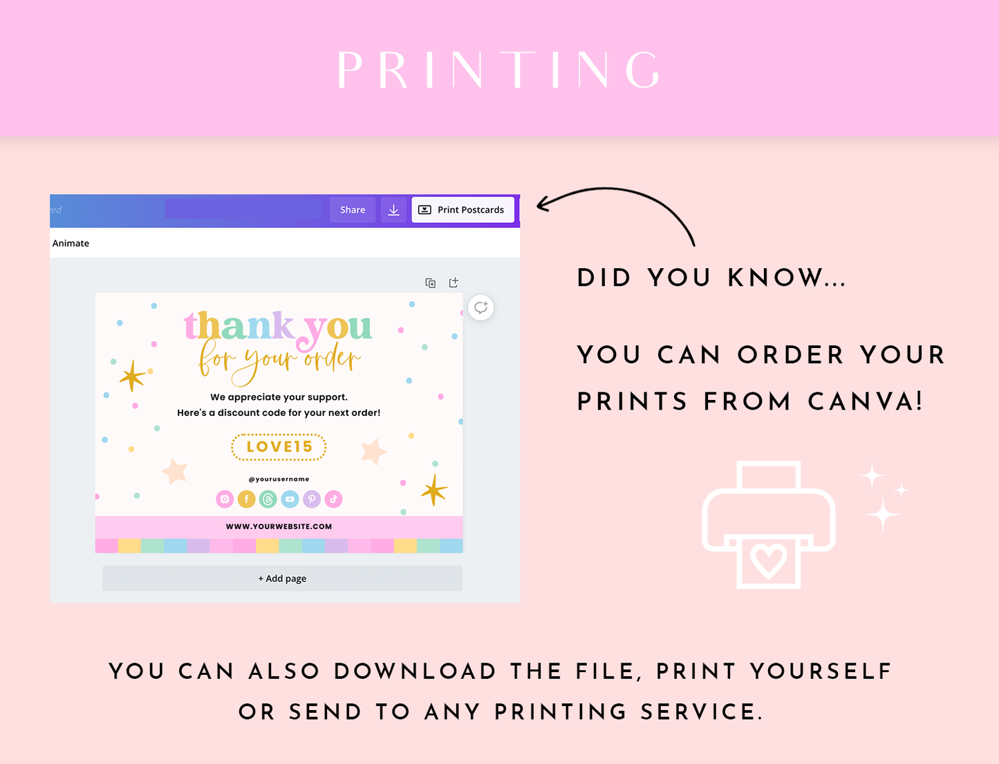 Pastel Party Thank You Card Template