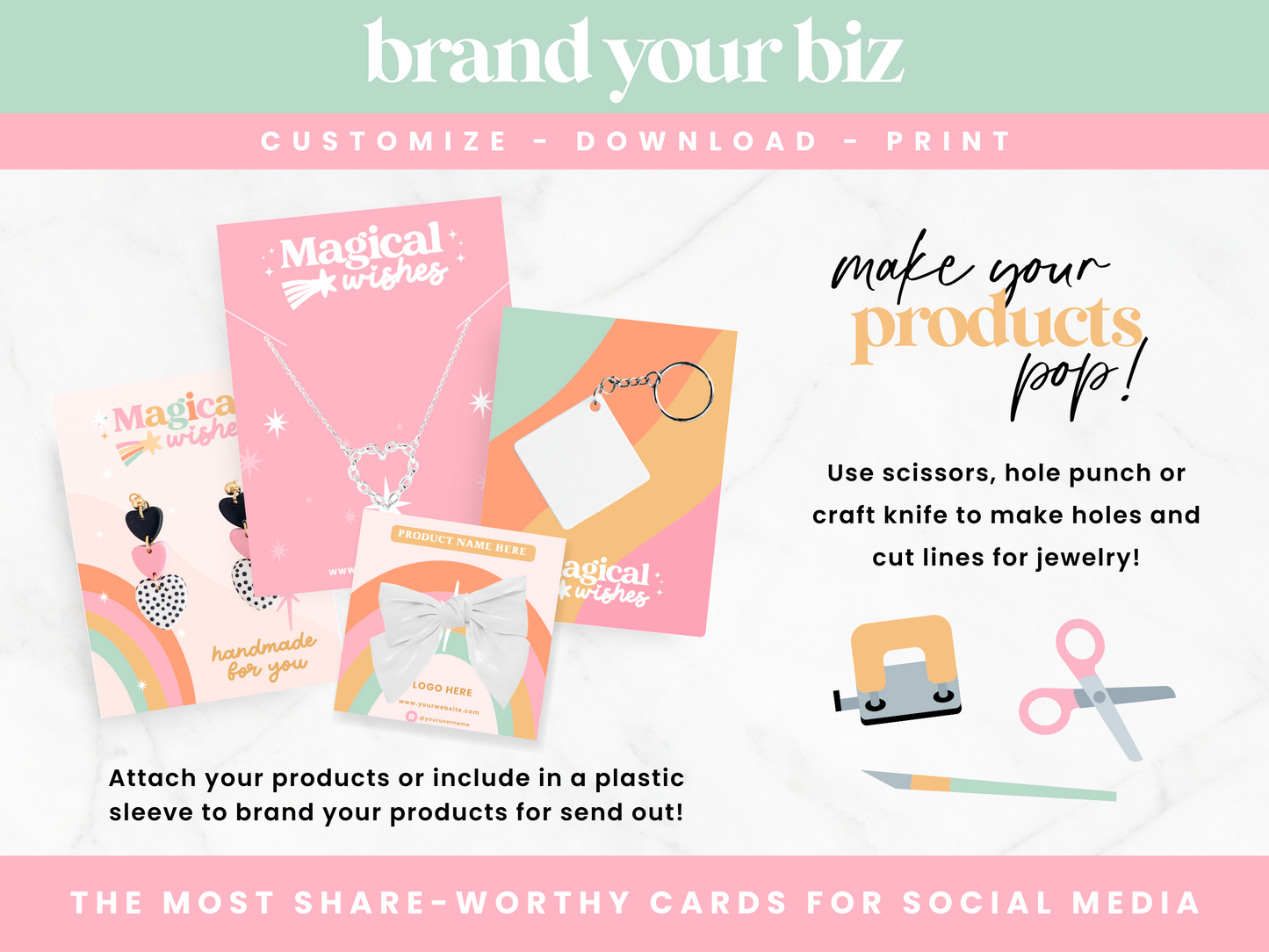 Pastel Rainbow Display Card Templates