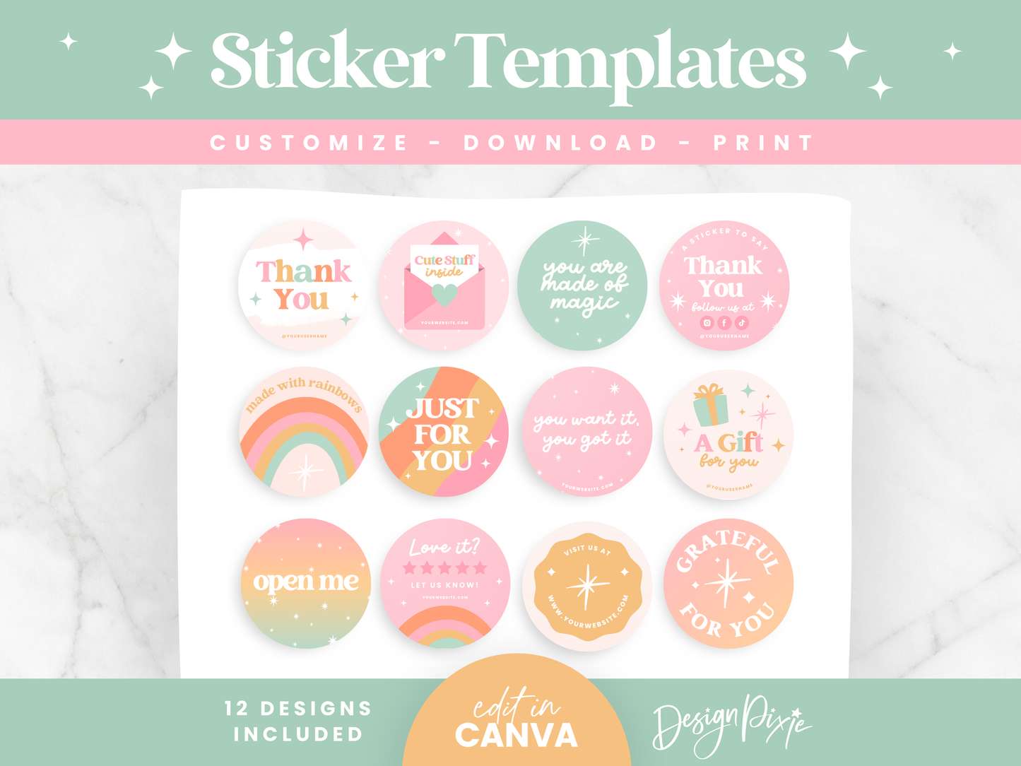 Pastel Rainbow Sticker Label Templates