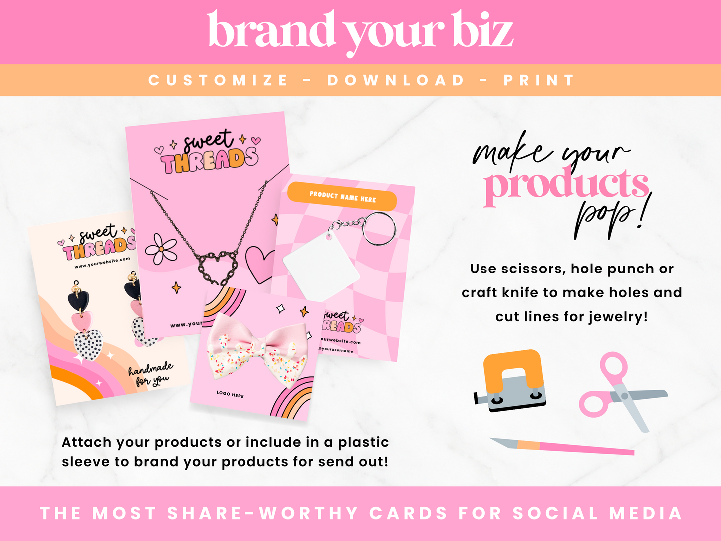 Pink Retro Display Card Templates