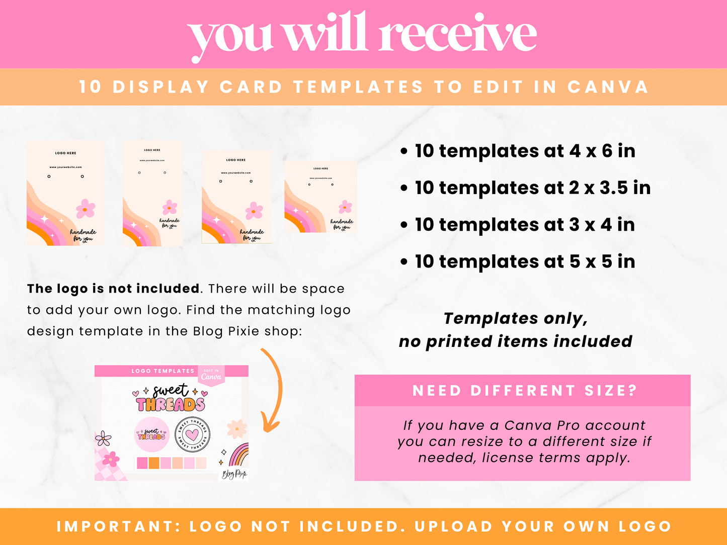 Pink Retro Display Card Templates