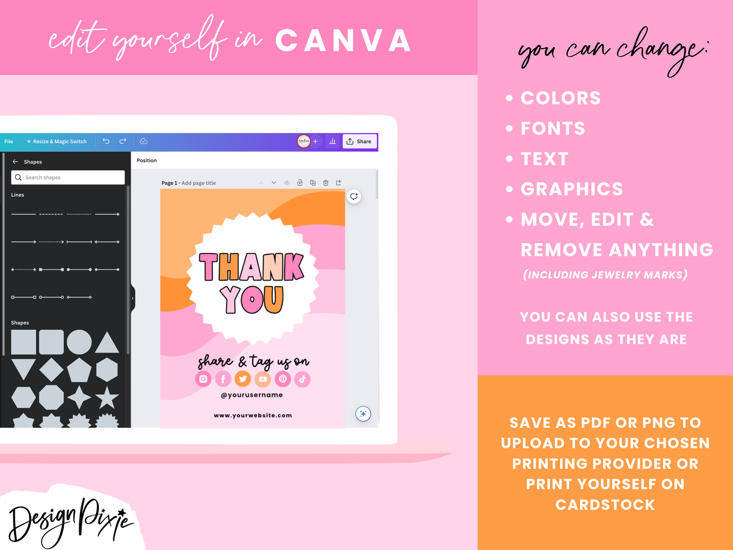 Pink Retro Display Card Templates
