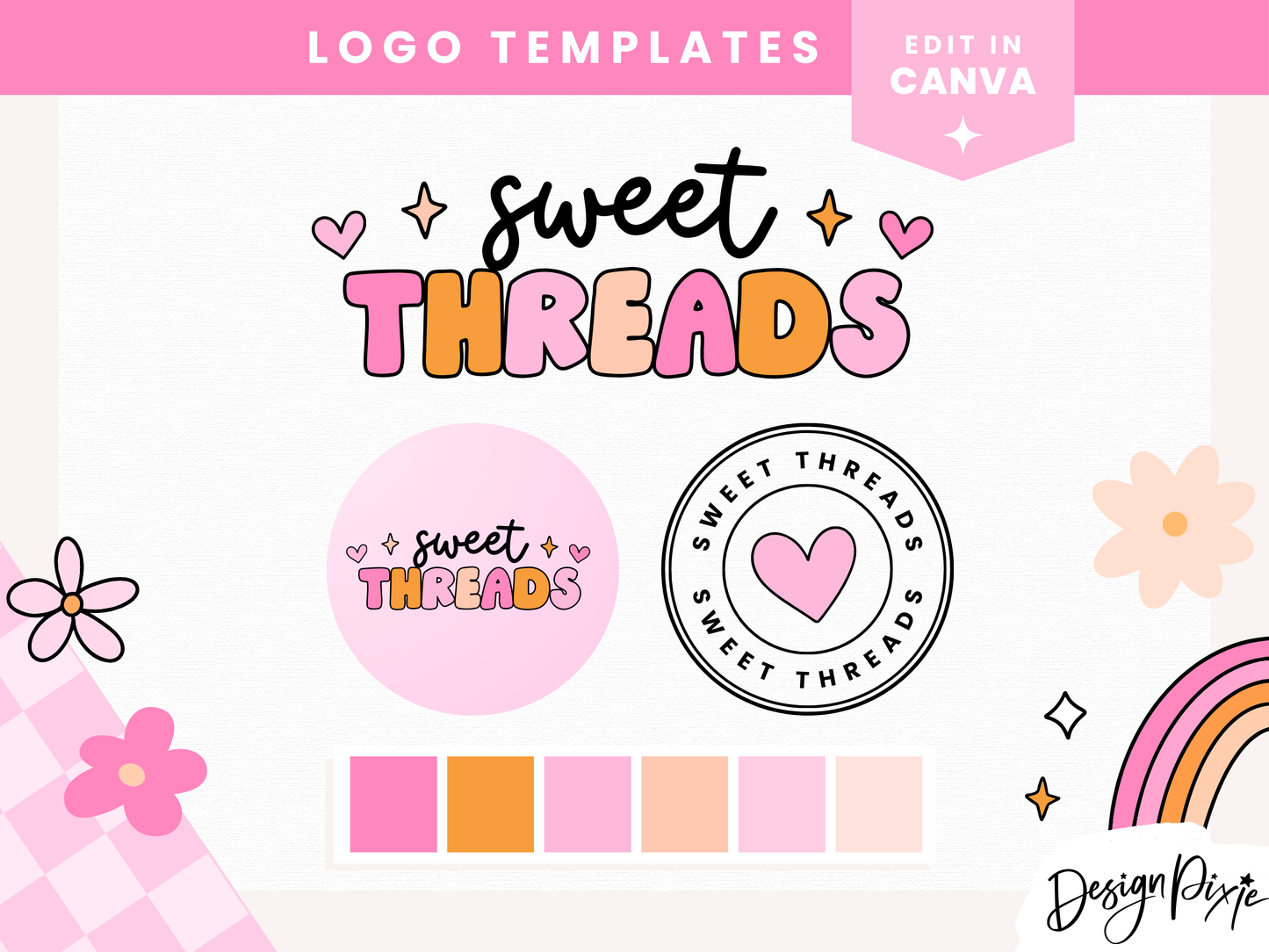 Pink Retro Logo Template