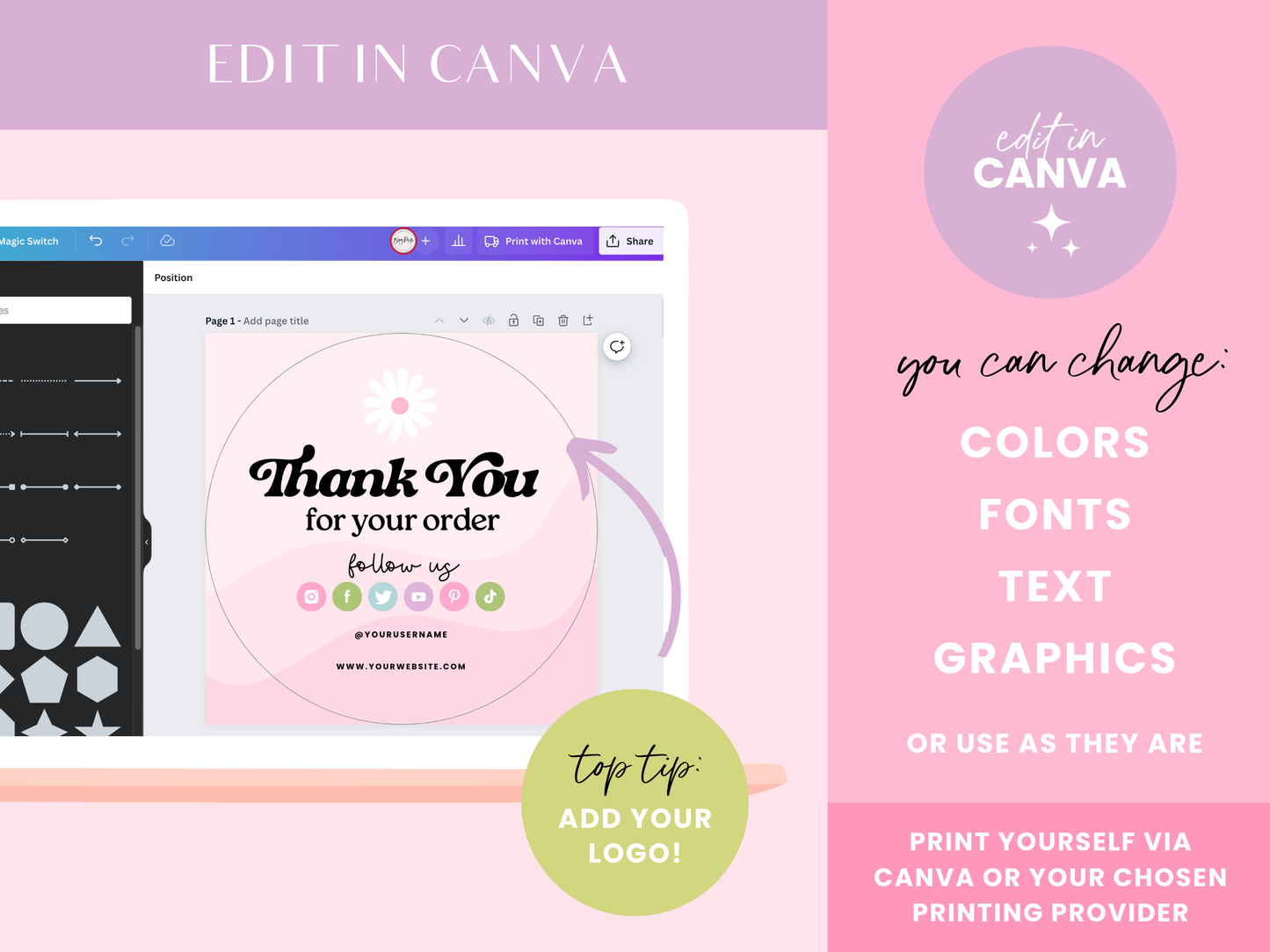 Pink Sticker Templates