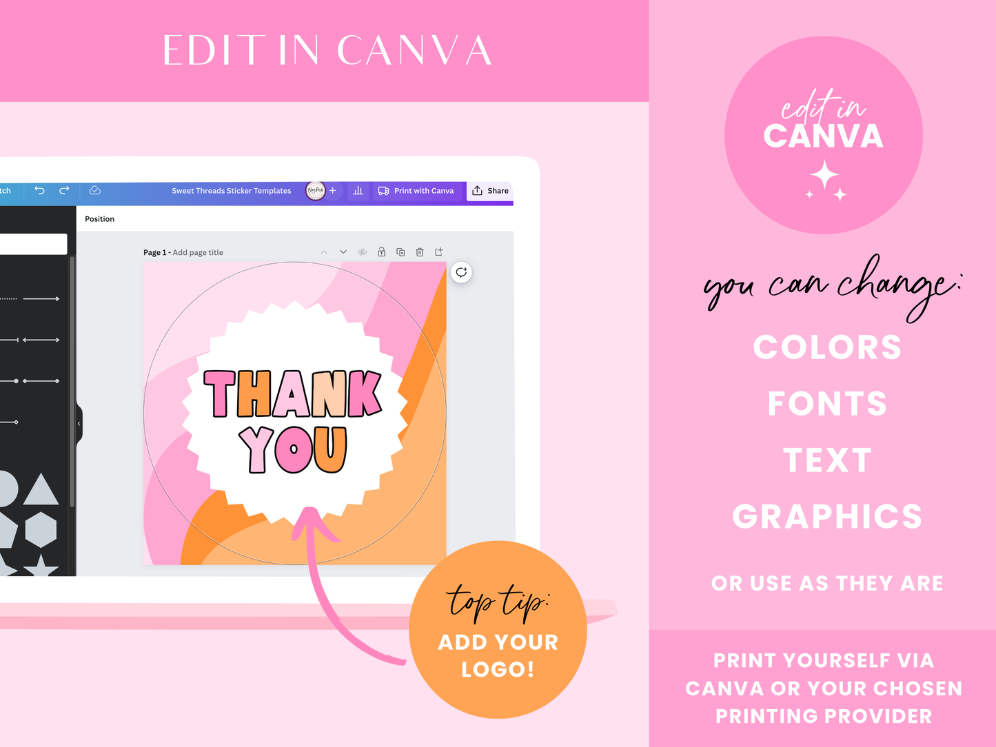 Pink Retro Sticker Templates