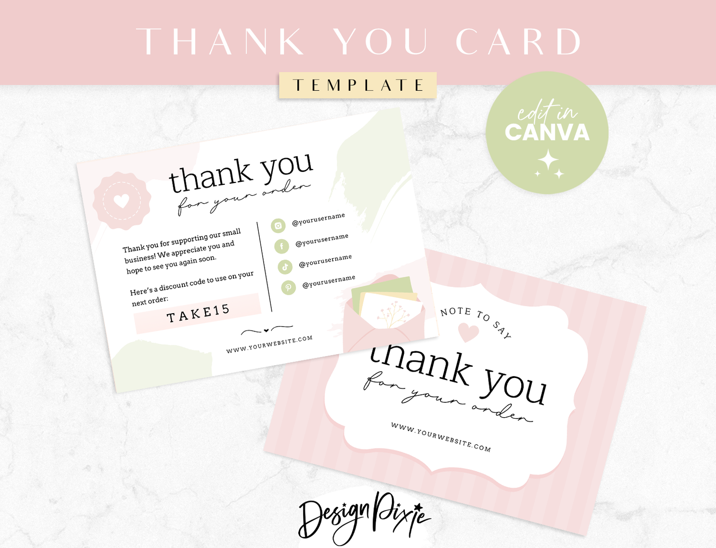 Shabby Chic Thank You Card Template