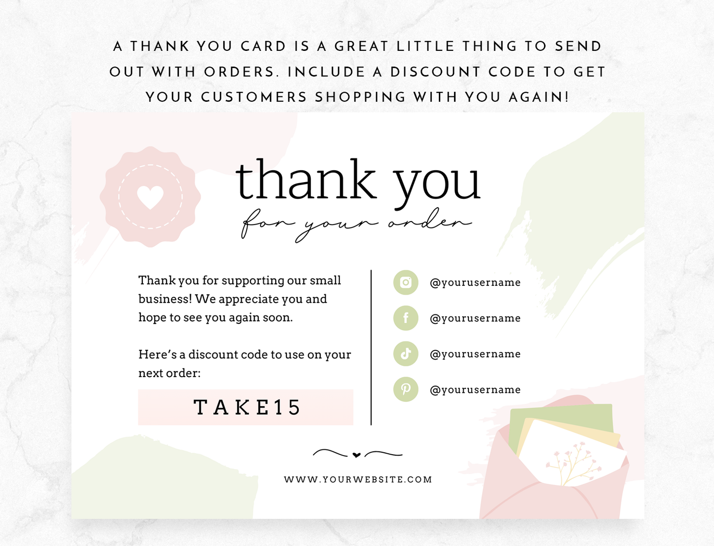 Shabby Chic Thank You Card Template
