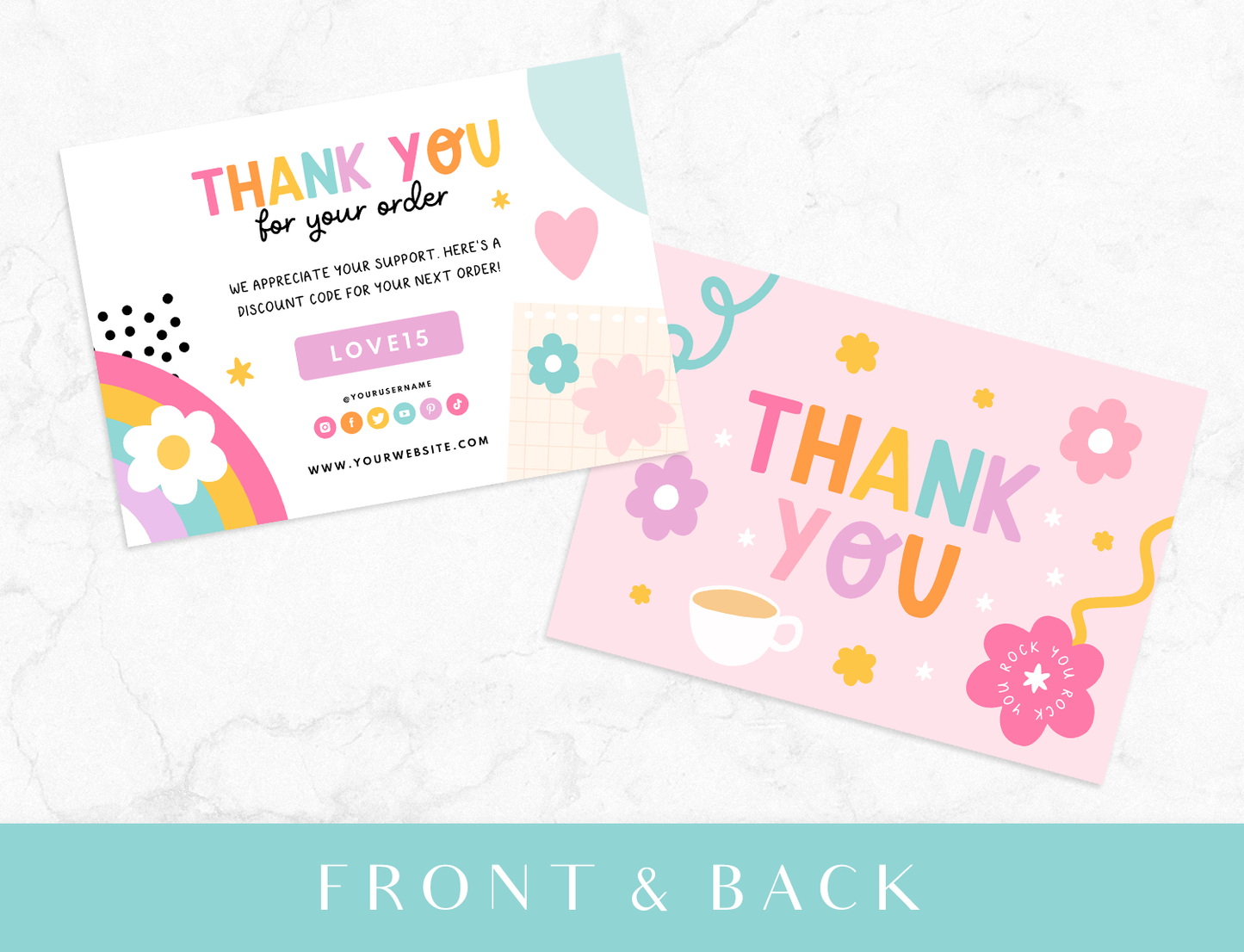 Rainbow Thank You Card Template