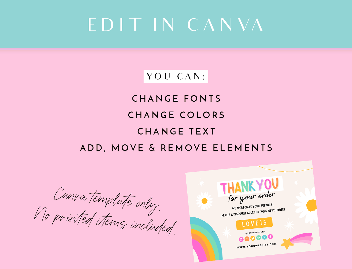 Rainbow Journal Thank You Card Template