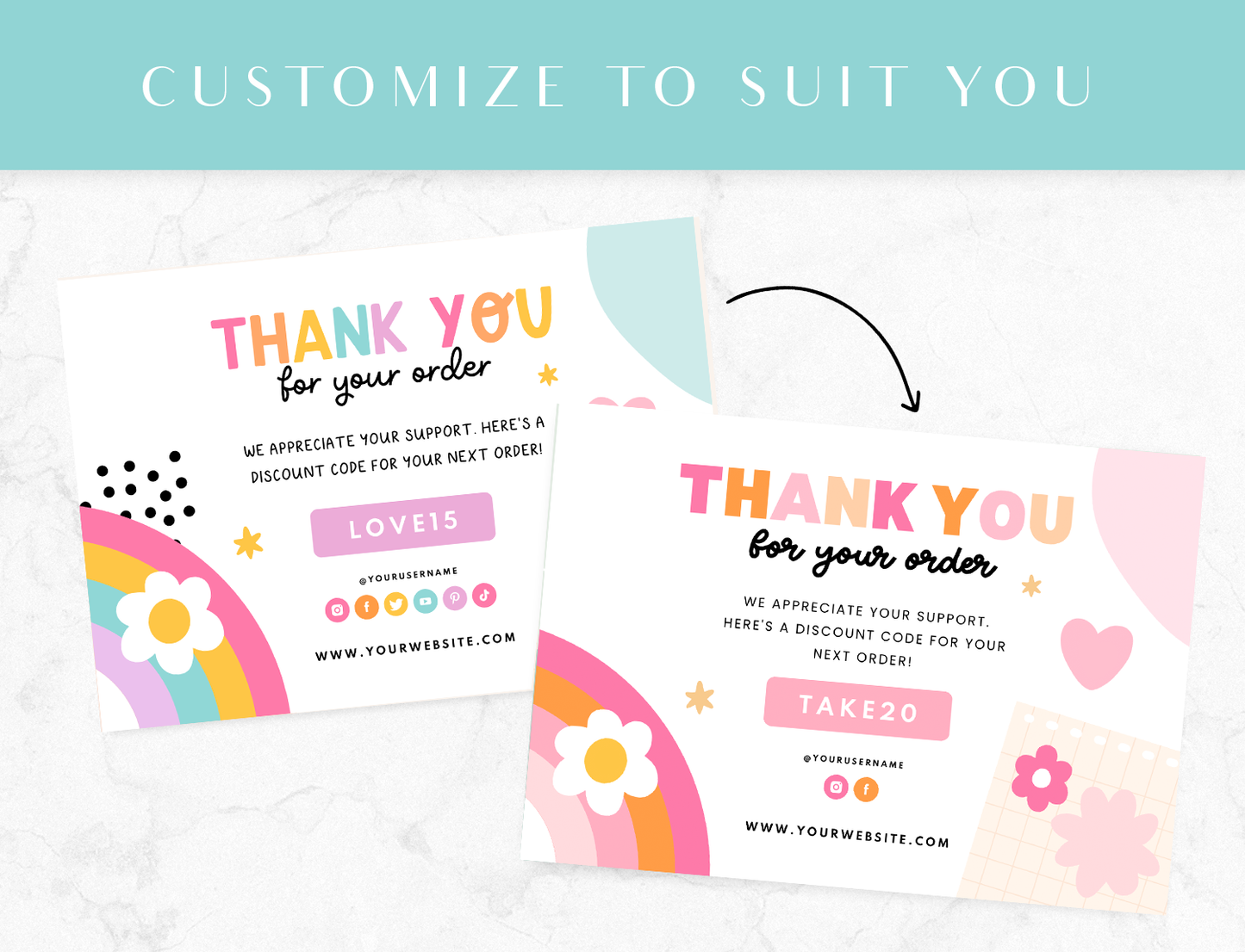 Rainbow Thank You Card Template