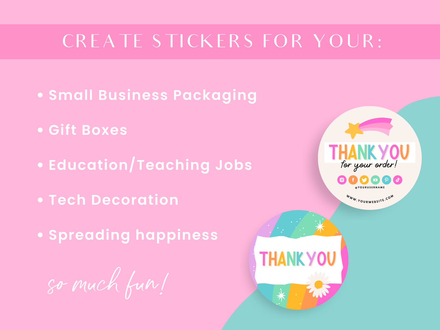 Rainbow Thank You Stickers