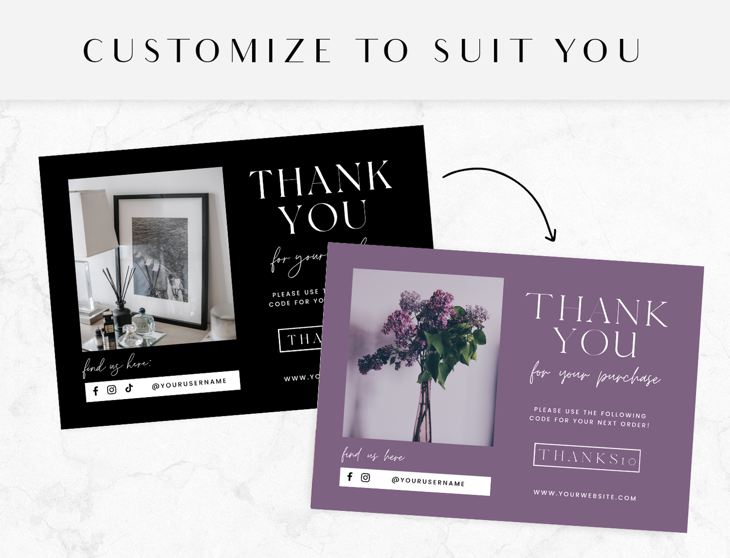 Luxe Black Thank You Card Template