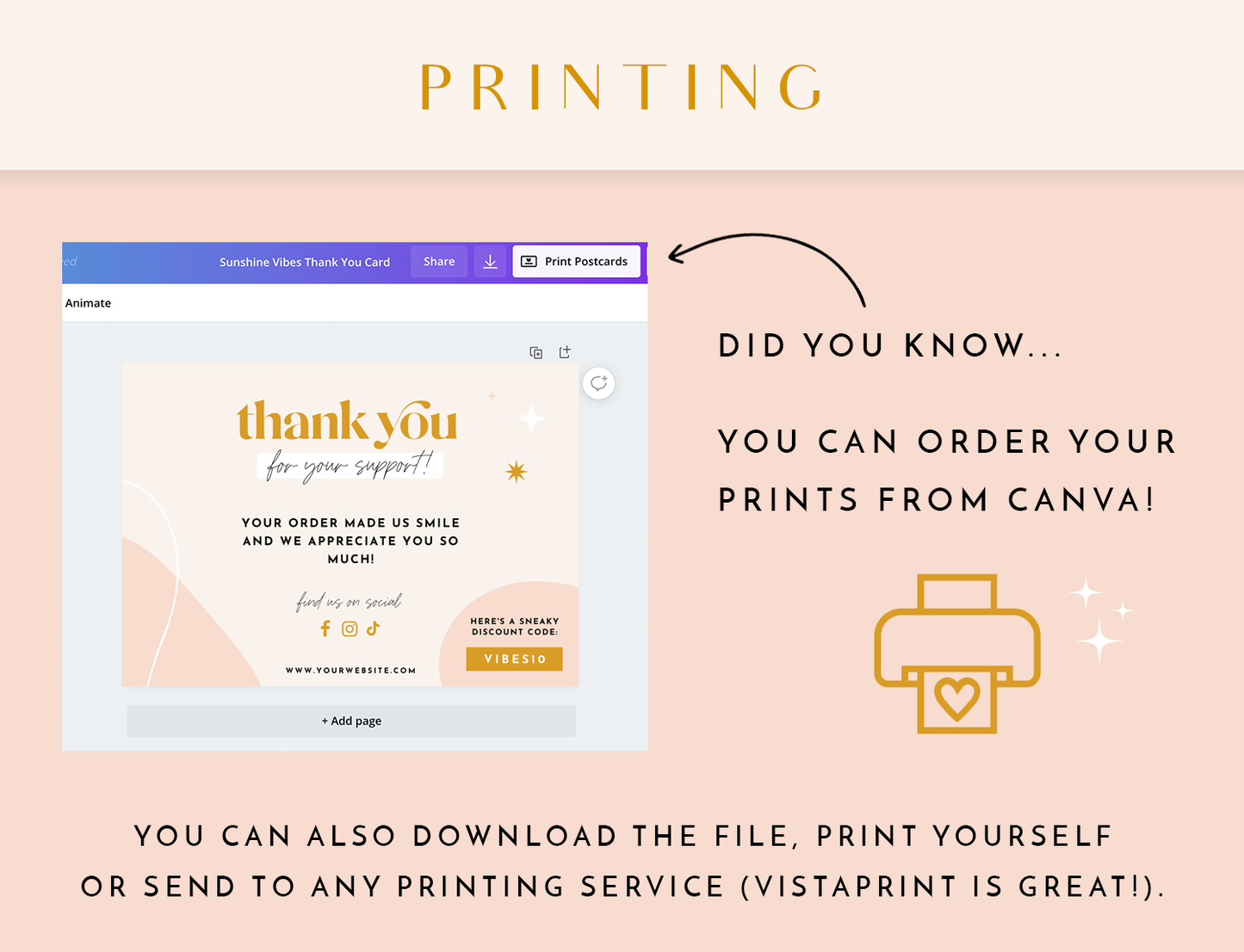 Sunshine Vibes Thank You Card Template