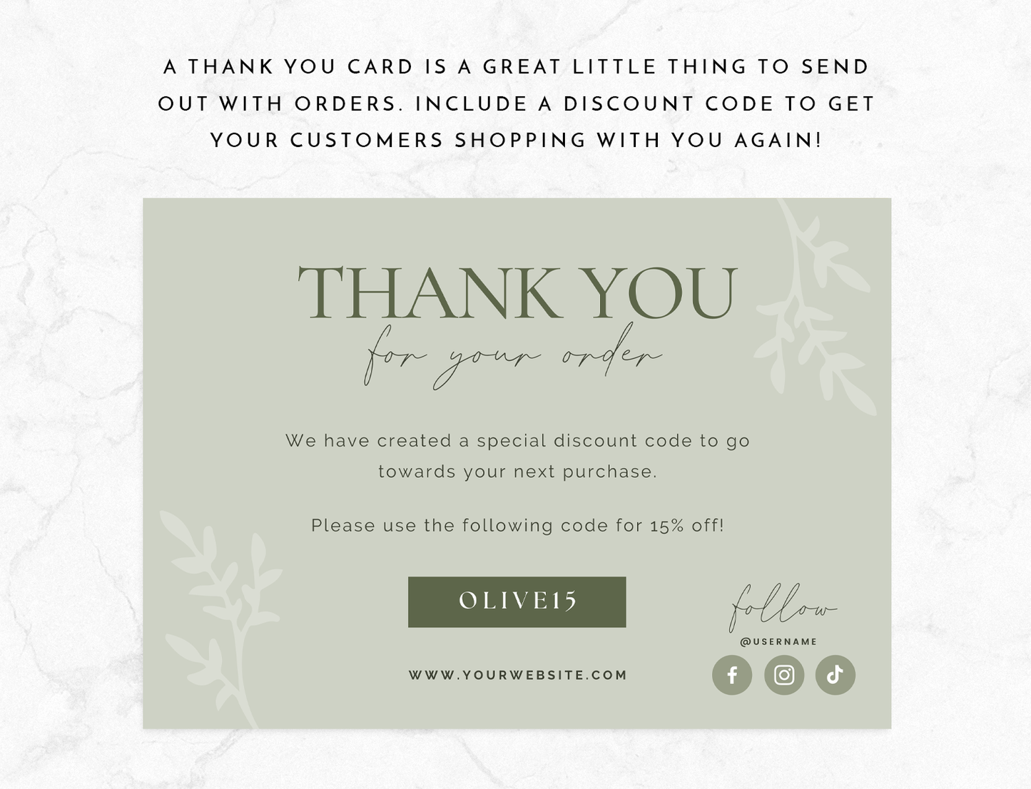 Olive Green Thank You Card Template